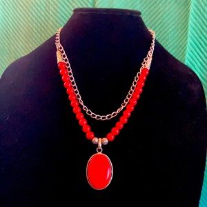 22” Red Coral necklace with chain